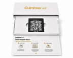 Close-up of Cuimhne Code laser-engraved QR plaque in stainless steel